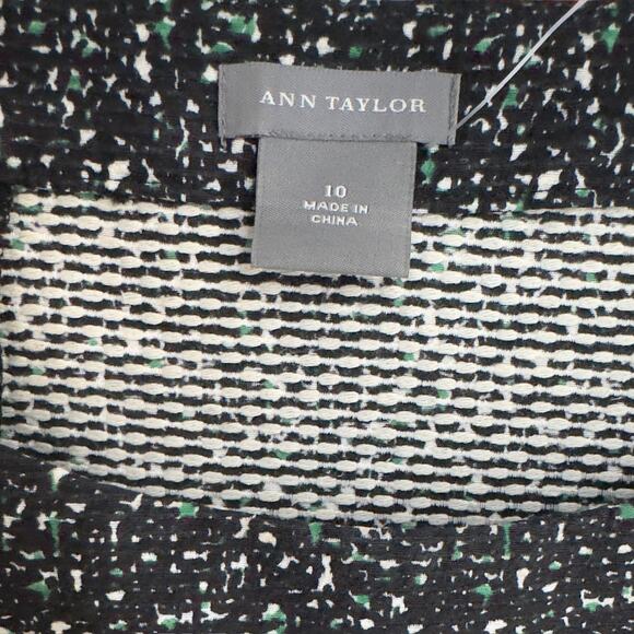 Ann Taylor Silk Blend Textured Black Green Belted Sleeveless Layering Top Sz 10 - Picture 3 of 9